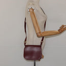 CARTIER Must Line Shoulder Bag Leather Wine Red Gold Auth BA1082-19
