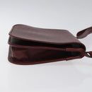 CARTIER Must Line Shoulder Bag Leather Wine Red Gold Auth BA1082-3