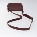 CARTIER Must Line Shoulder Bag Leather Wine Red Gold Auth BA1082-7