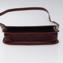 CARTIER Must Line Shoulder Bag Leather Wine Red Gold Auth BA1082-5