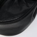 SAINT LAURENT Shoulder Bag Leather Embossed Black Gold Auth BA1084-9