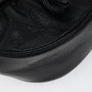 SAINT LAURENT Shoulder Bag Leather Embossed Black Gold Auth BA1084-11