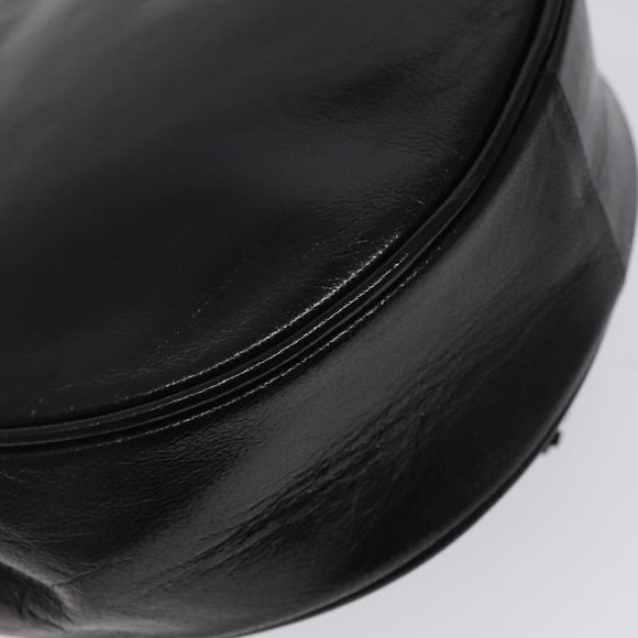 SAINT LAURENT Shoulder Bag Leather Embossed Black Gold Auth BA1084