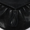 SAINT LAURENT Shoulder Bag Leather Embossed Black Gold Auth BA1084-14