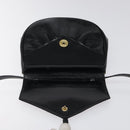 SAINT LAURENT Shoulder Bag Leather Embossed Black Gold Auth BA1084-15