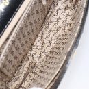 SAINT LAURENT Shoulder Bag Leather Embossed Black Gold Auth BA1084-11