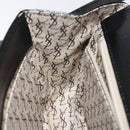 SAINT LAURENT Shoulder Bag Leather Embossed Black Gold Auth BA1084-20