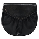 SAINT LAURENT Shoulder Bag Leather Embossed Black Gold Auth BA1084-2