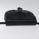 SAINT LAURENT Shoulder Bag Leather Embossed Black Gold Auth BA1084-6
