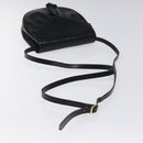 SAINT LAURENT Shoulder Bag Leather Embossed Black Gold Auth BA1084-7