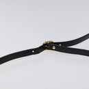 SAINT LAURENT Shoulder Bag Leather Embossed Black Gold Auth BA1084-8