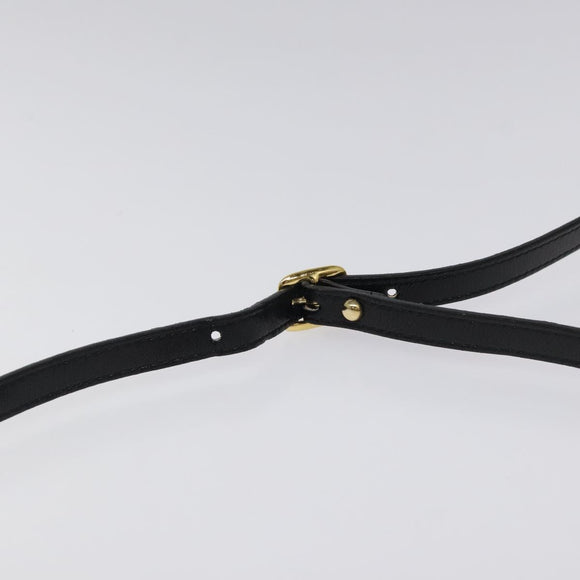 SAINT LAURENT Shoulder Bag Leather Embossed Black Gold Auth BA1084