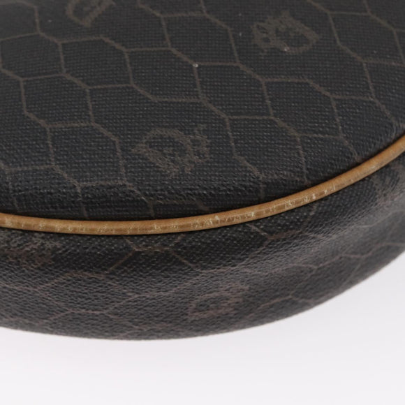 Christian Dior Honeycomb Canvas Shoulder Bag PVC Black Gold Auth BA10846