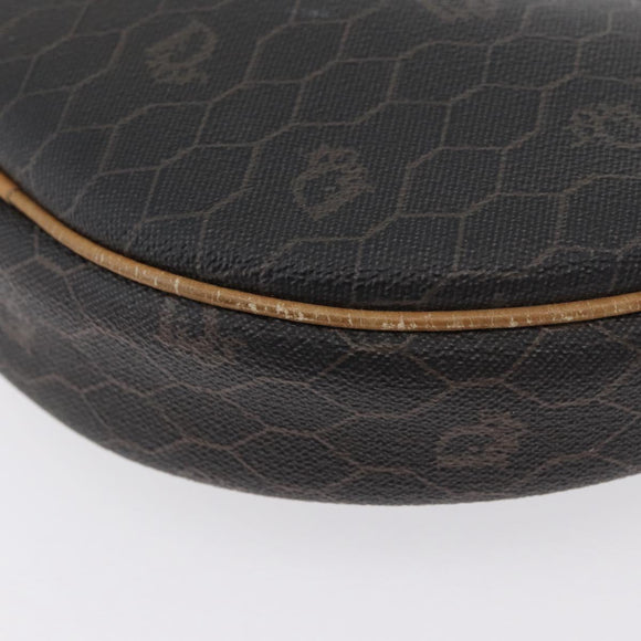 Christian Dior Honeycomb Canvas Shoulder Bag PVC Black Gold Auth BA10846