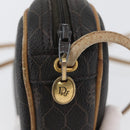 Christian Dior Honeycomb Canvas Shoulder Bag PVC Black Gold Auth BA10846-10