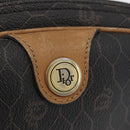Christian Dior Honeycomb Canvas Shoulder Bag PVC Black Gold Auth BA10846-17
