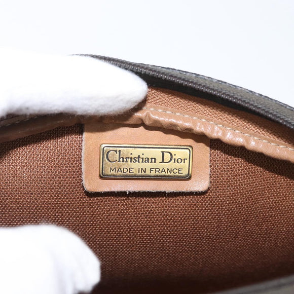 Christian Dior Honeycomb Canvas Shoulder Bag PVC Black Gold Auth BA10846