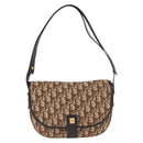Christian Dior Trotter Canvas Shoulder Bag Beige Gold Auth BA10847-13