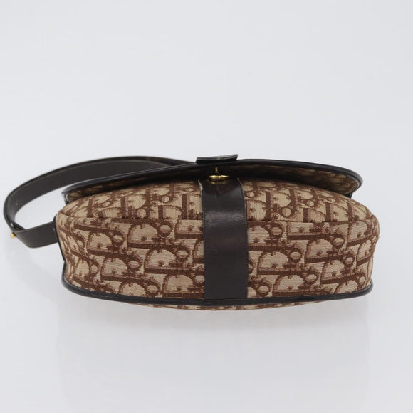 Christian Dior Trotter Canvas Shoulder Bag Beige Gold Auth BA10847