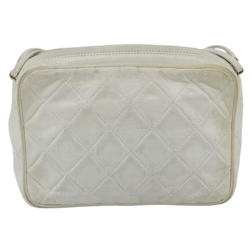 CHANEL Matelasse Shoulder Bag Leather White Gold CC Auth BA10848 - 0