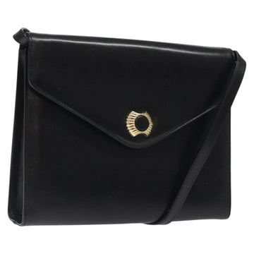 Salvatore Ferragamo Shoulder Bag Leather Black Gold Auth BA1085