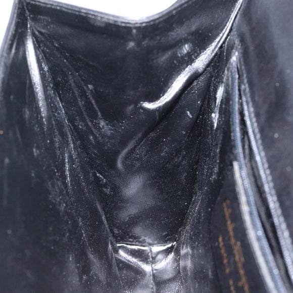 Salvatore Ferragamo Shoulder Bag Leather Black Gold Auth BA1085