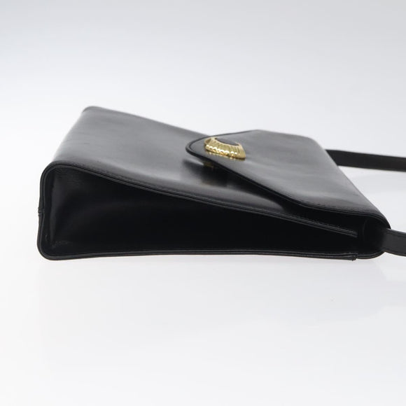 Salvatore Ferragamo Shoulder Bag Leather Black Gold Auth BA1085