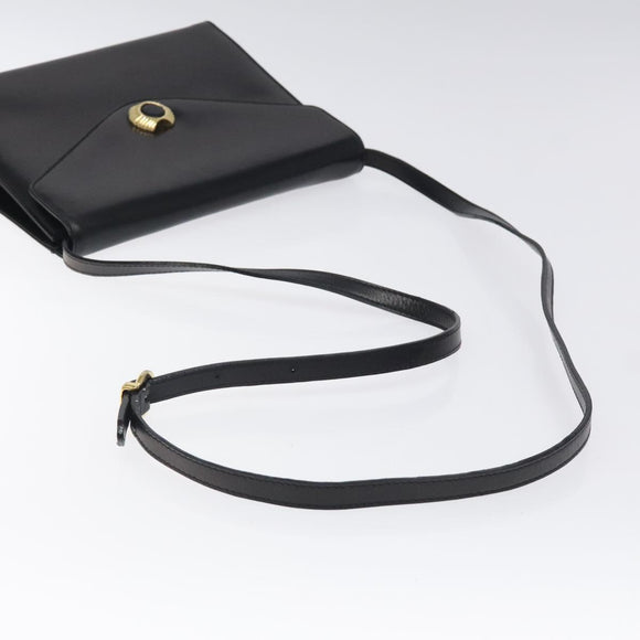 Salvatore Ferragamo Shoulder Bag Leather Black Gold Auth BA1085