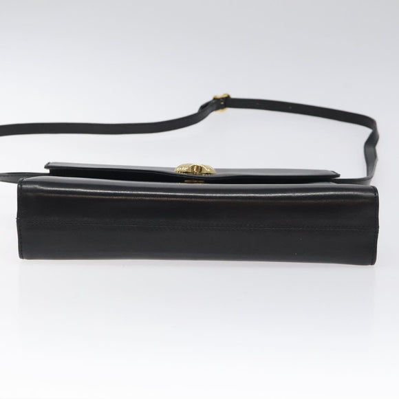 Salvatore Ferragamo Shoulder Bag Leather Black Gold Auth BA1085