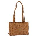 MCM Vicetos Logogram Shoulder Bag PVC Leather Brown Gold Auth BA10851-1