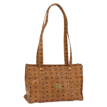 MCM Vicetos Logogram Shoulder Bag PVC Leather Brown Gold Auth BA10851