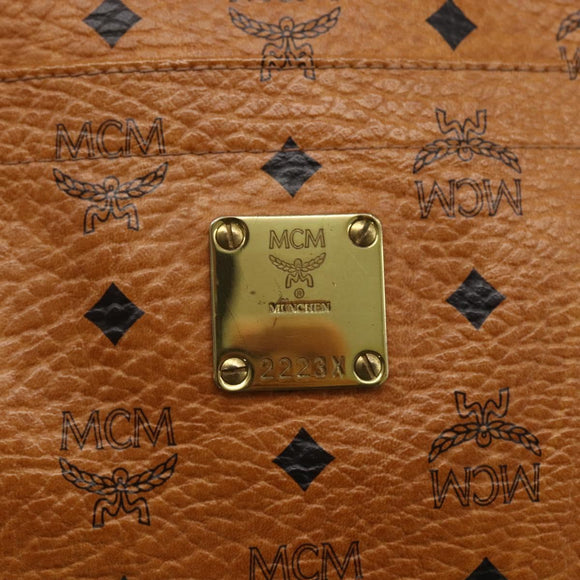 MCM Vicetos Logogram Shoulder Bag PVC Leather Brown Gold Auth BA10851