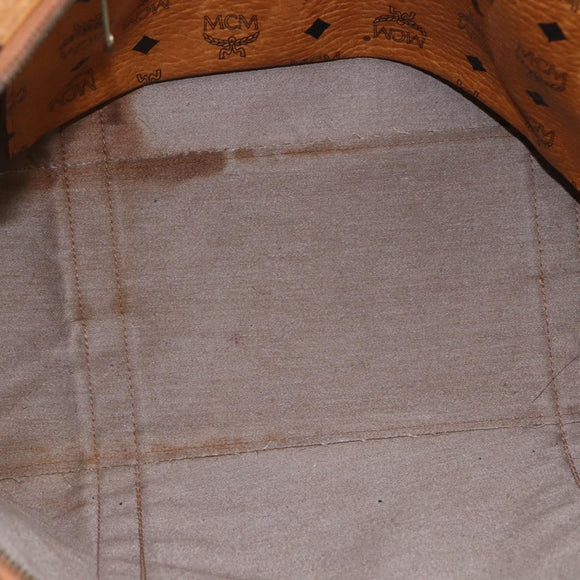 MCM Vicetos Logogram Shoulder Bag PVC Leather Brown Gold Auth BA10851