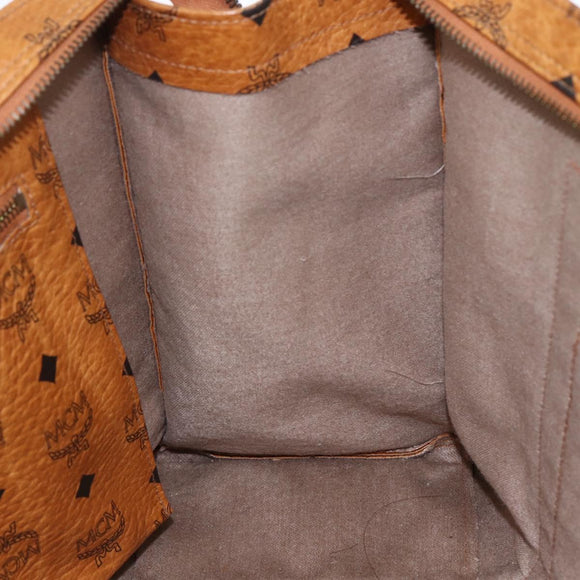MCM Vicetos Logogram Shoulder Bag PVC Leather Brown Gold Auth BA10851