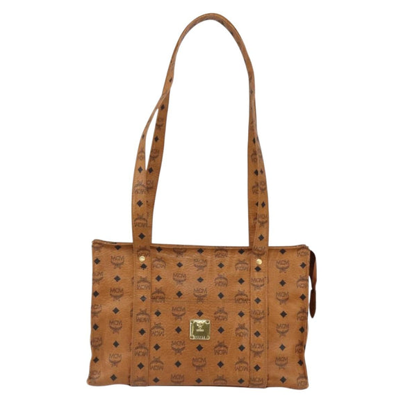 MCM Vicetos Logogram Shoulder Bag PVC Leather Brown Gold Auth BA10851