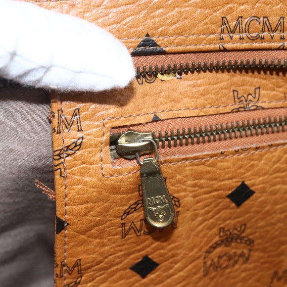 MCM Vicetos Logogram Shoulder Bag PVC Leather Brown Gold Auth BA10851