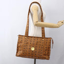 MCM Vicetos Logogram Shoulder Bag PVC Leather Brown Gold Auth BA10851-23
