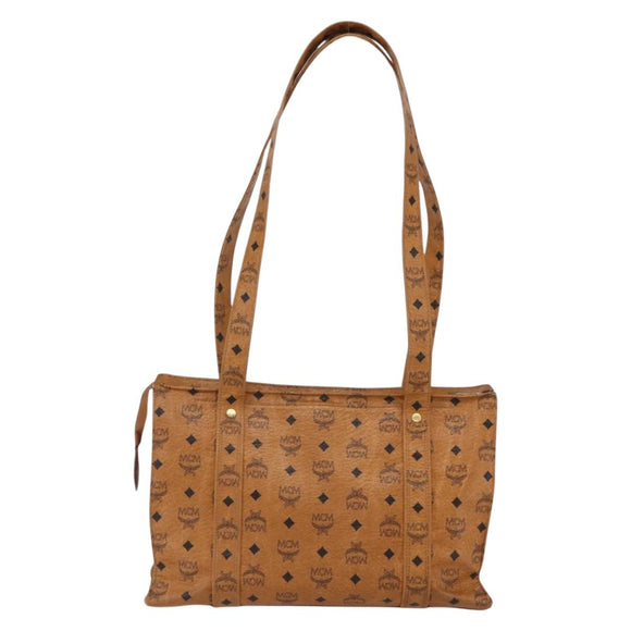 MCM Vicetos Logogram Shoulder Bag PVC Leather Brown Gold Auth BA10851