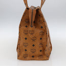 MCM Vicetos Logogram Shoulder Bag PVC Leather Brown Gold Auth BA10851-4