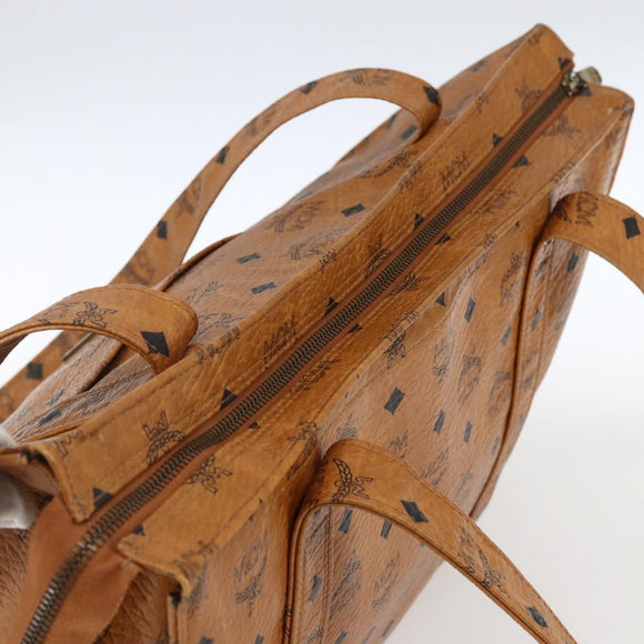 MCM Vicetos Logogram Shoulder Bag PVC Leather Brown Gold Auth BA10851