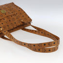 MCM Vicetos Logogram Shoulder Bag PVC Leather Brown Gold Auth BA10851-7