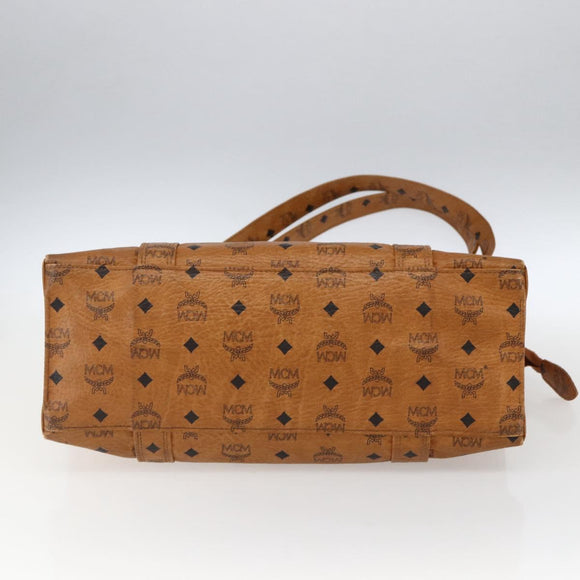 MCM Vicetos Logogram Shoulder Bag PVC Leather Brown Gold Auth BA10851