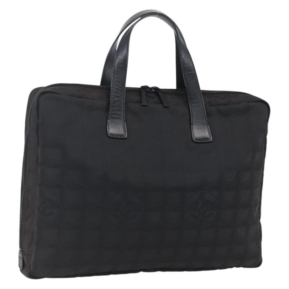 CHANEL New Travel Line Hand Bag Nylon Black CC Auth BA10852