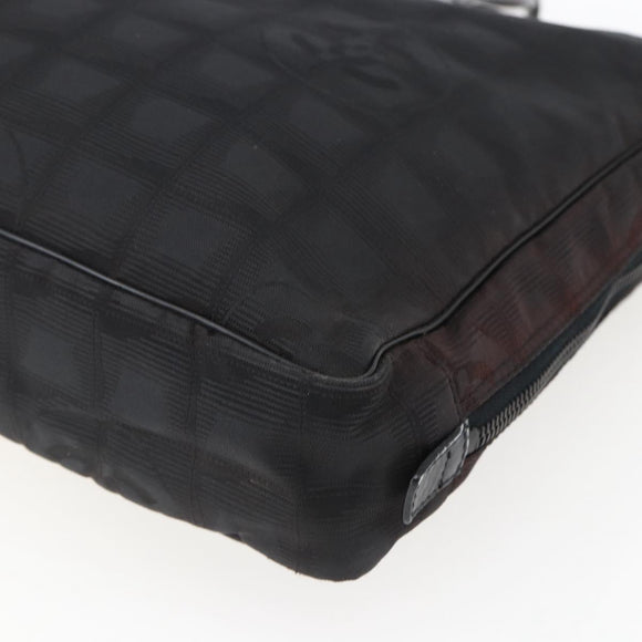 CHANEL New Travel Line Hand Bag Nylon Black CC Auth BA10852