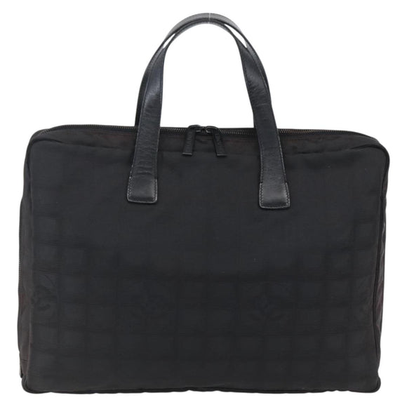 CHANEL New Travel Line Hand Bag Nylon Black CC Auth BA10852