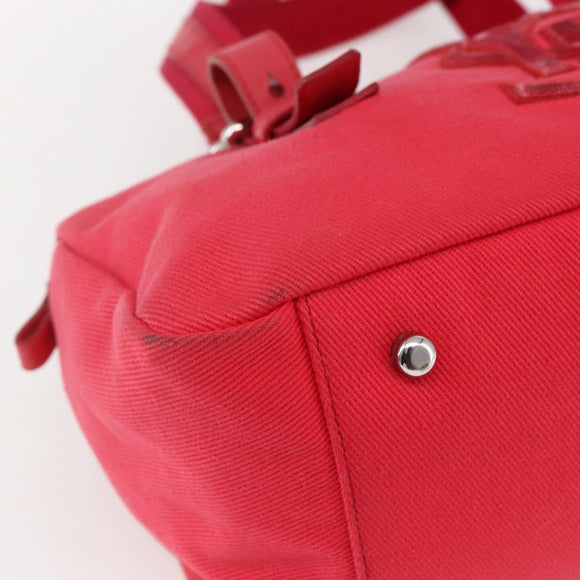 SAINT LAURENT Hand Bag Canvas Red Silver 129360 Auth BA10853