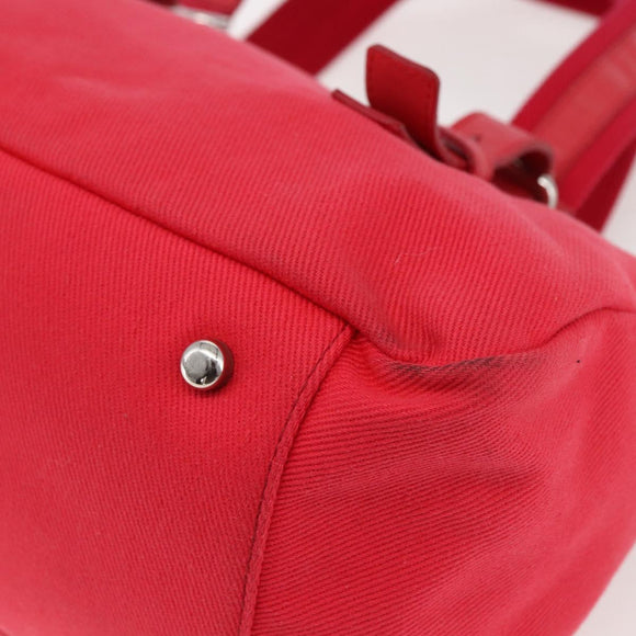 SAINT LAURENT Hand Bag Canvas Red Silver 129360 Auth BA10853