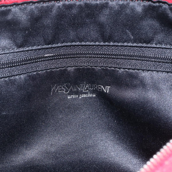 SAINT LAURENT Hand Bag Canvas Red Silver 129360 Auth BA10853