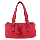 SAINT LAURENT Hand Bag Canvas Red Silver 129360 Auth BA10853-2