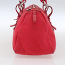 SAINT LAURENT Hand Bag Canvas Red Silver 129360 Auth BA10853-4